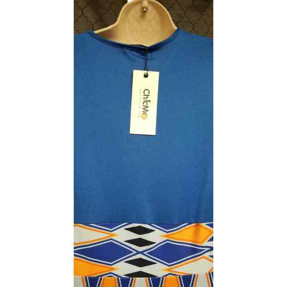 Chic Me Royal Blue & Orange Tribal Print Maxi/Long Dress Size Medium NWT - Picture 7 of 7